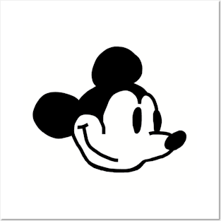 Steamboat Willie Portrait Cute Smiling Mouse Posters and Art